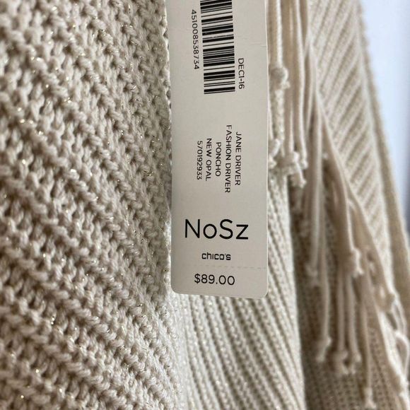 CHICO'S Cream Sweater Cape NWT - Picture 2 of 8